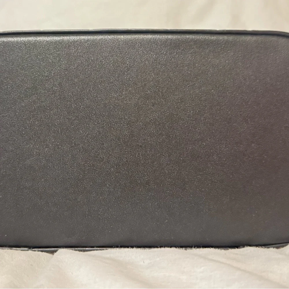 Coach leather cosmetic case black with red cherry's, interior mirror‎ NWT